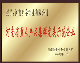 河南省重点产品集群龙头示范企业